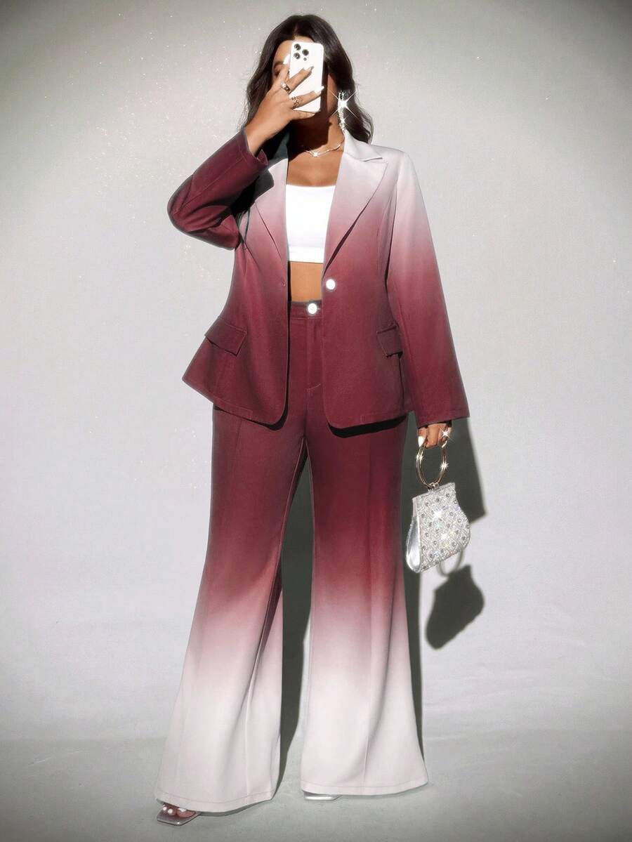 Viva Relle Plus-size ombre flared broek, elegante pakset