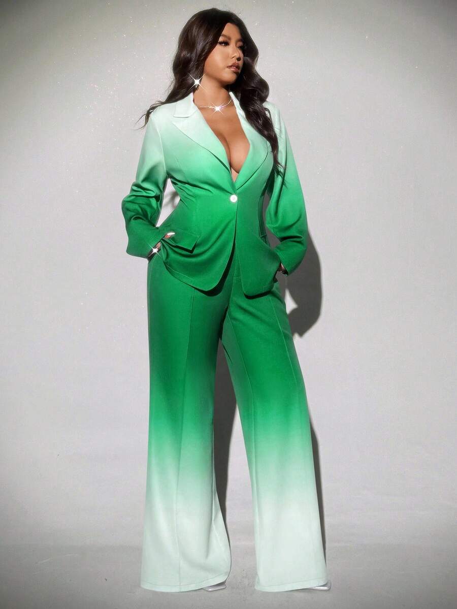 Viva Relle Plus-size ombre flared broek, elegante pakset