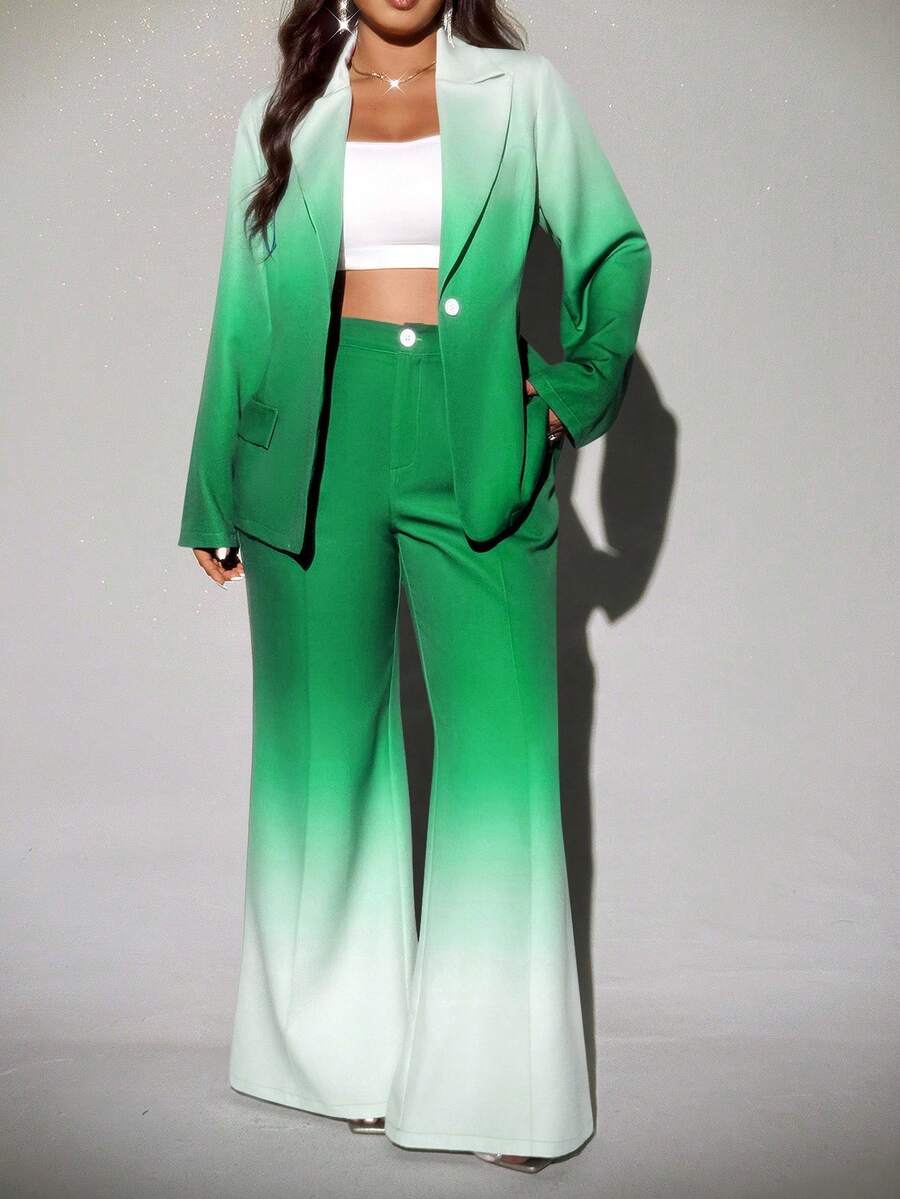 Viva Relle Plus-size ombre flared broek, elegante pakset