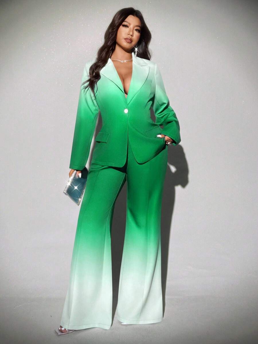 Viva Relle Plus-size ombre flared broek, elegante pakset