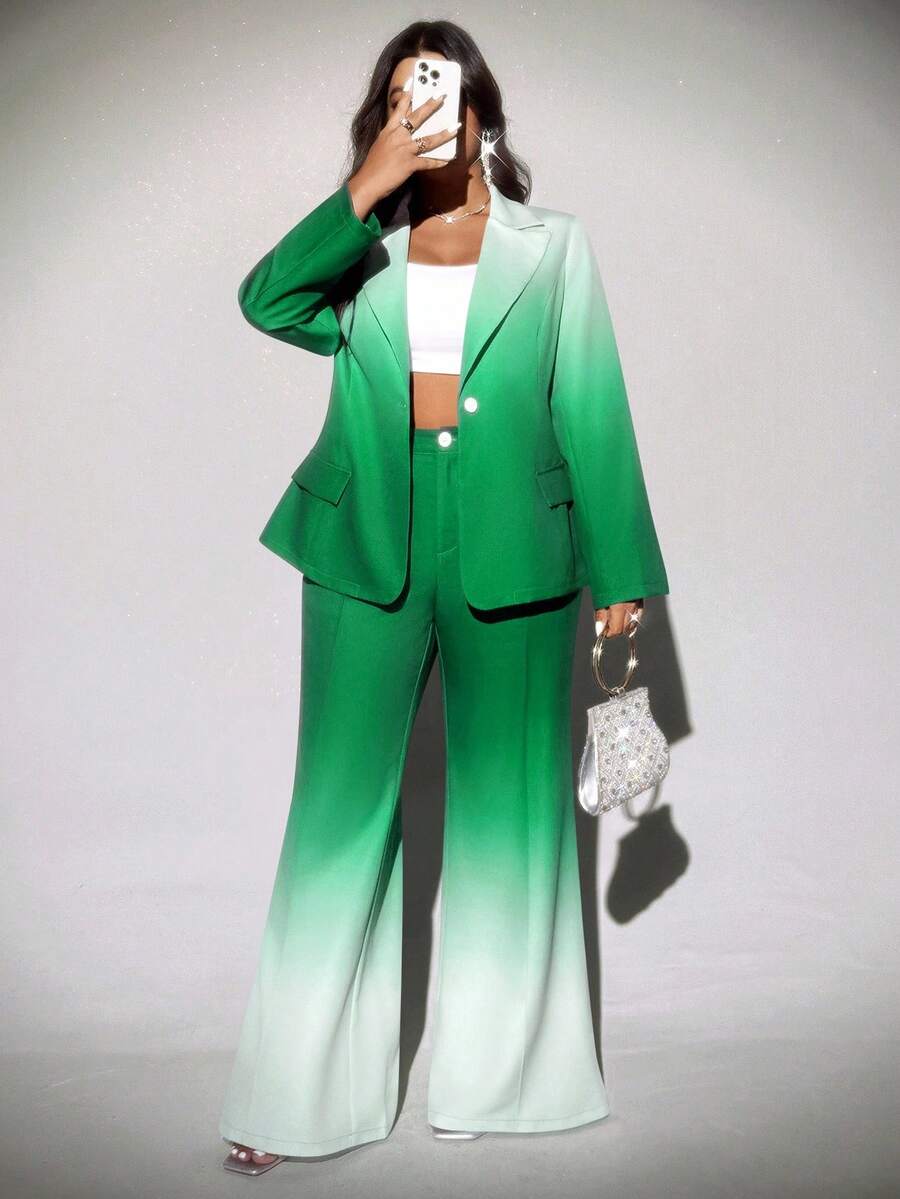 Viva Relle Plus-size ombre flared broek, elegante pakset