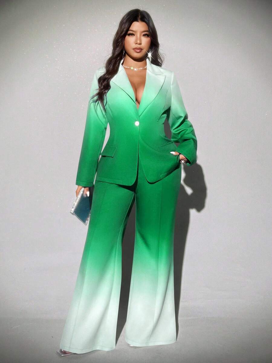 Viva Relle Plus-size ombre flared broek, elegante pakset