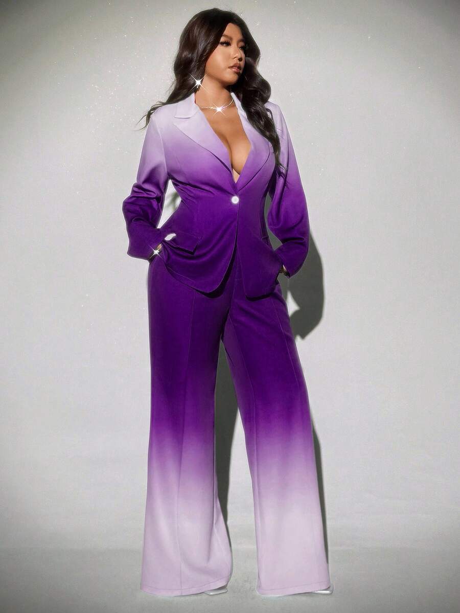 Viva Relle Plus-size ombre flared broek, elegante pakset