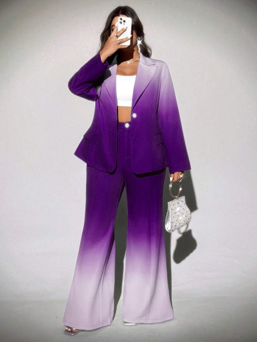 Viva Relle Plus-size ombre flared broek, elegante pakset