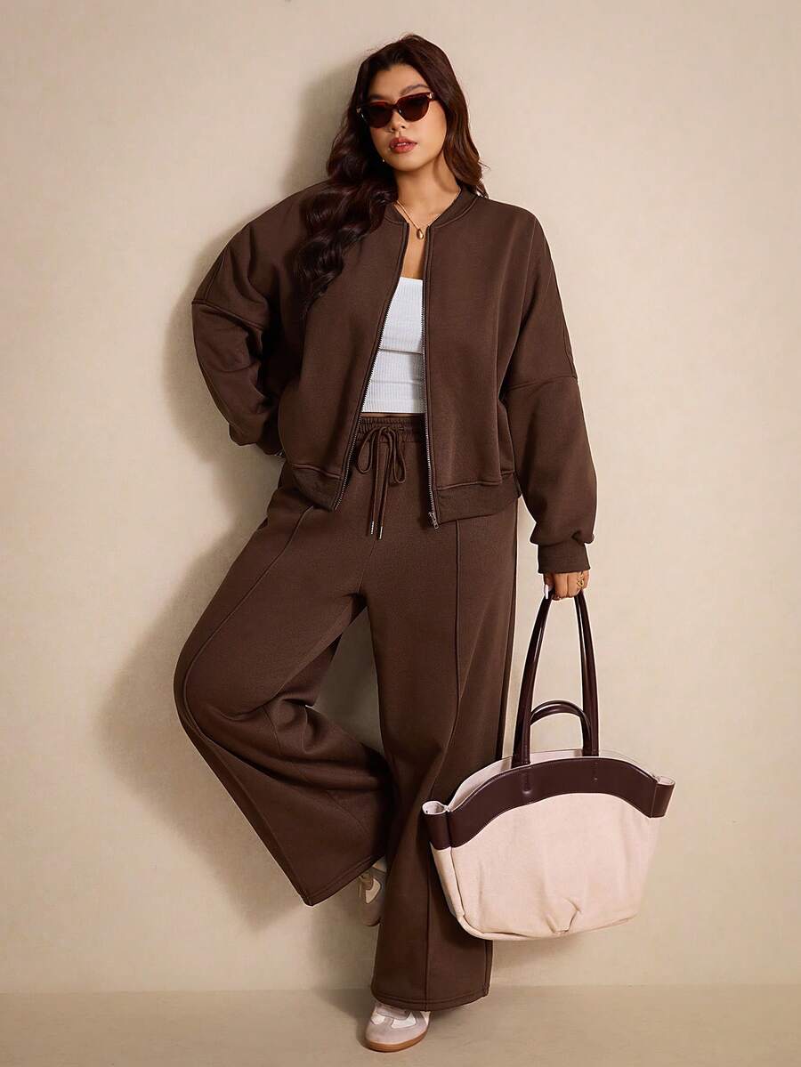 Elaquor Set van 2 thermisch gevoerde jassen en broeken in grote maten, herfst/winter