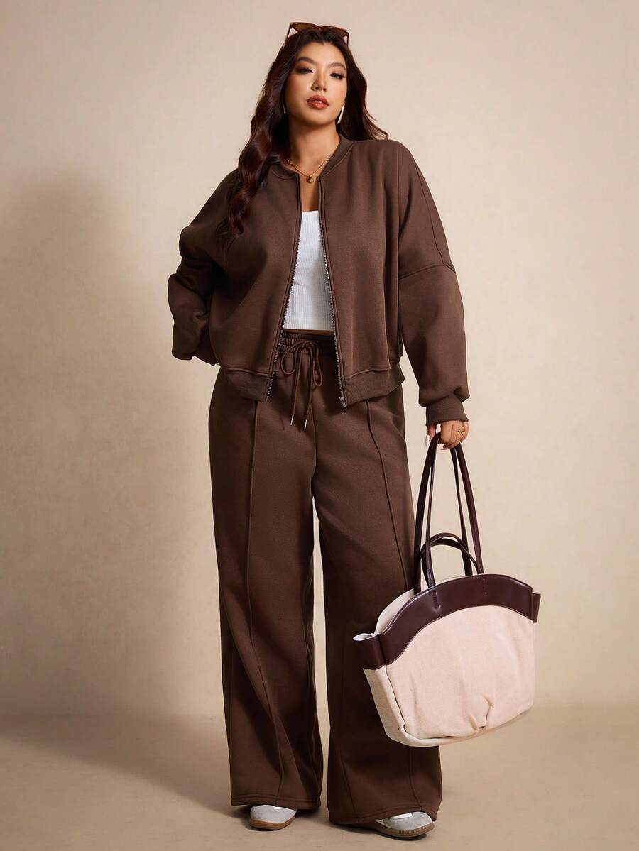 Elaquor Set van 2 thermisch gevoerde jassen en broeken in grote maten, herfst/winter