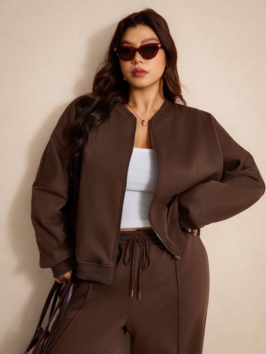 Elaquor Set van 2 thermisch gevoerde jassen en broeken in grote maten, herfst/winter