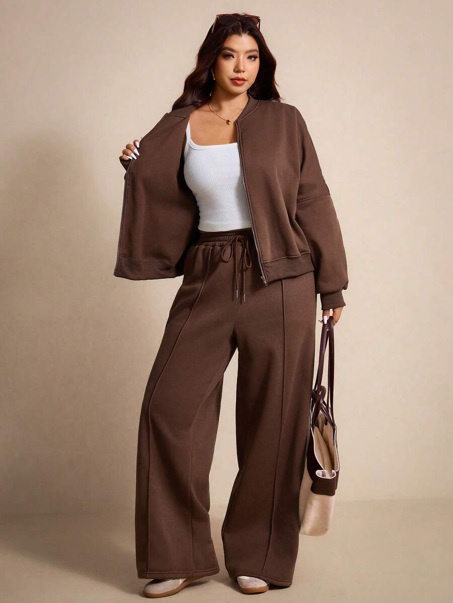 Elaquor Set van 2 thermisch gevoerde jassen en broeken in grote maten, herfst/winter