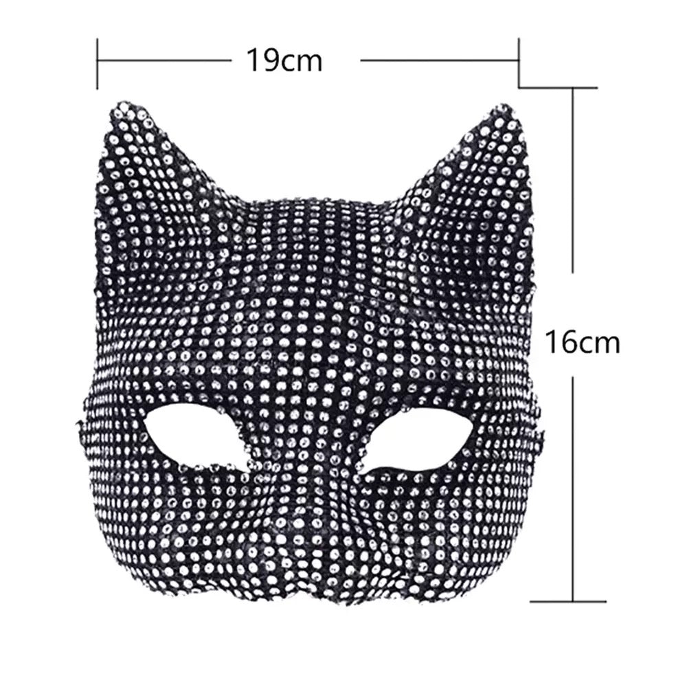 DALIA – Rhinestone Cat Mask & Claw Gloves Set