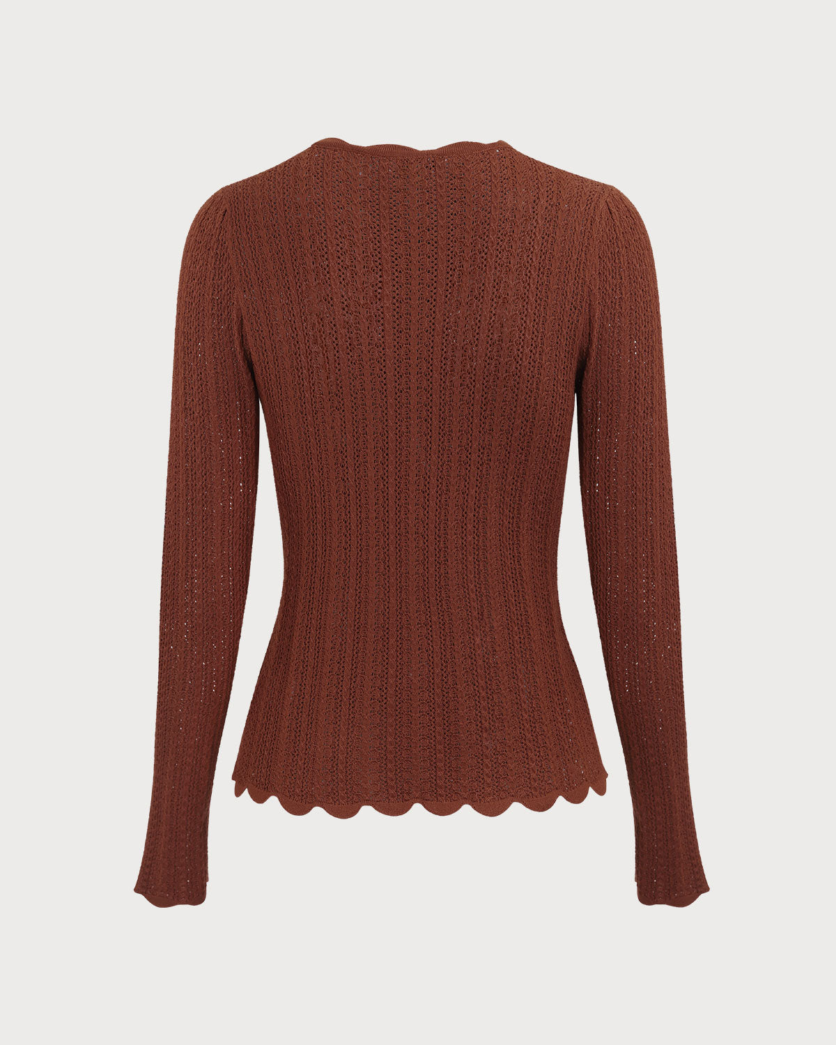 DALIA - Women's Brown Round Neck Slim Sweater