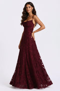 DALIA - Elegant Floral Lace Maxi Dress - Cherry