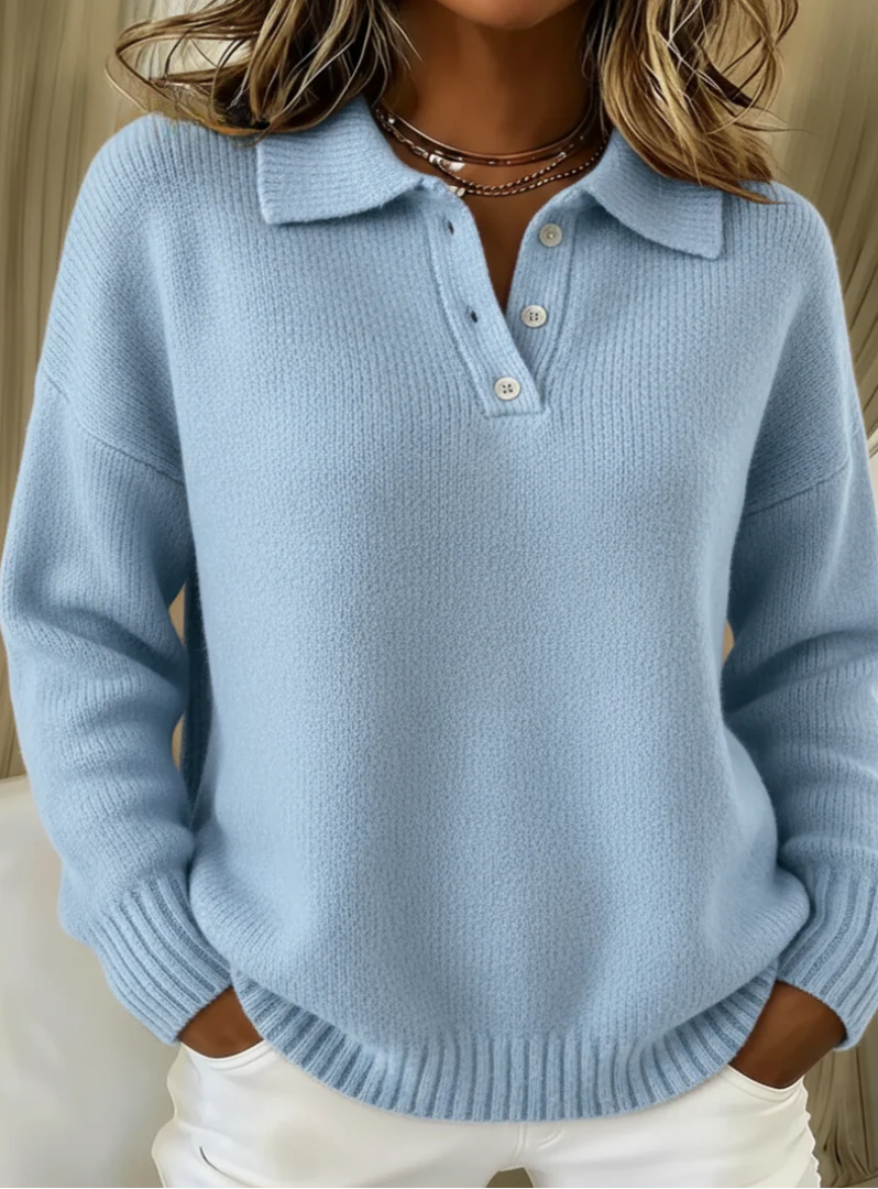 DALIA - Soft Knit Polo Sweater