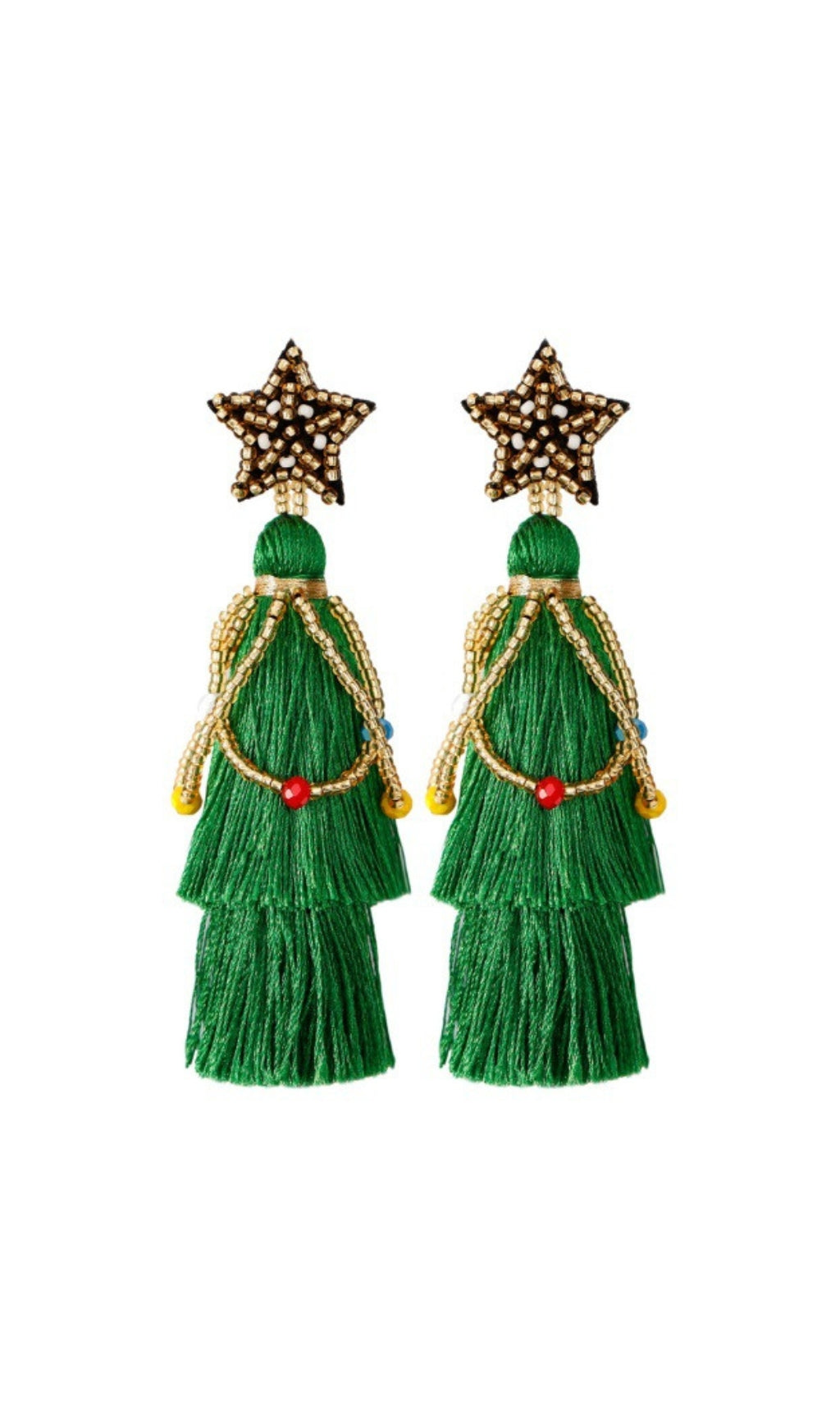 DALIA - Green Star Tassel Earrings