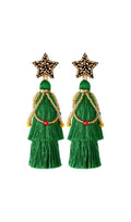 DALIA - Green Star Tassel Earrings