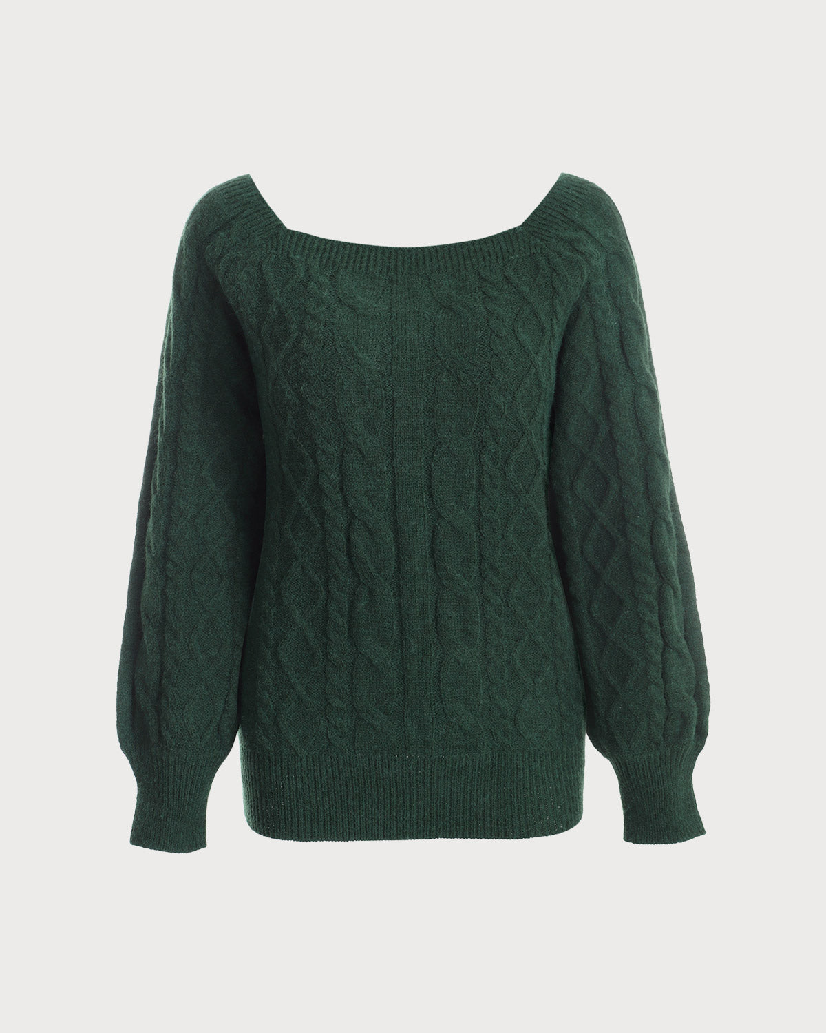 DALIA - Zielony sweter Romance Cable Knit Crew