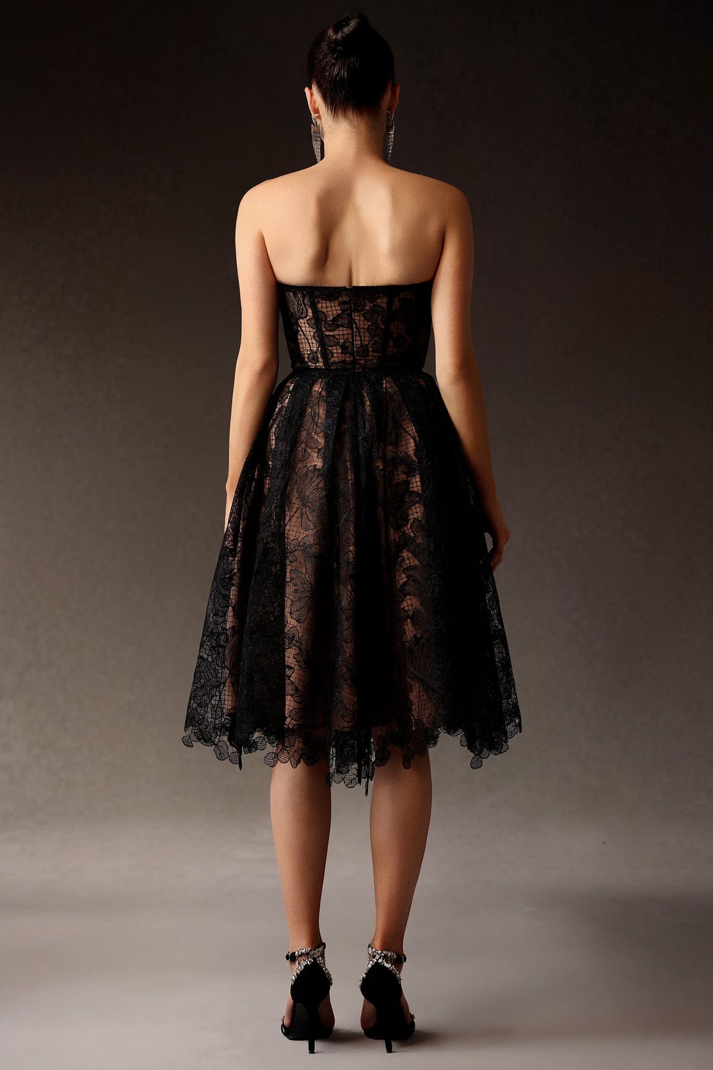 DALIA - Venal Strapless Lace Corset Midi Dress