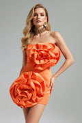 DALIA - Egbert Flower Strapless Mini Dress - Orange