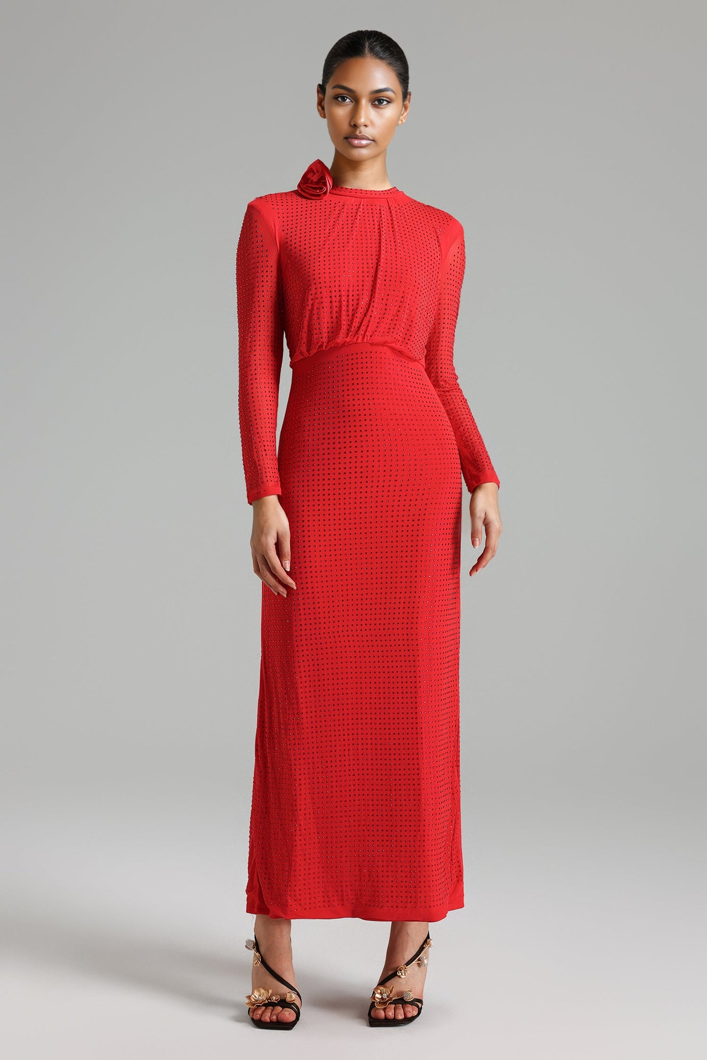 DALIA - Diamante Red Maxi Dress