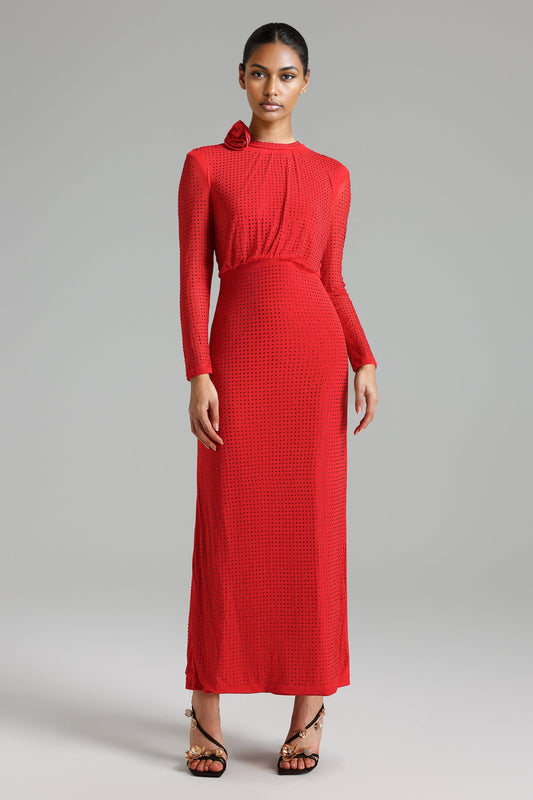 DALIA - Diamante Red Maxi Dress