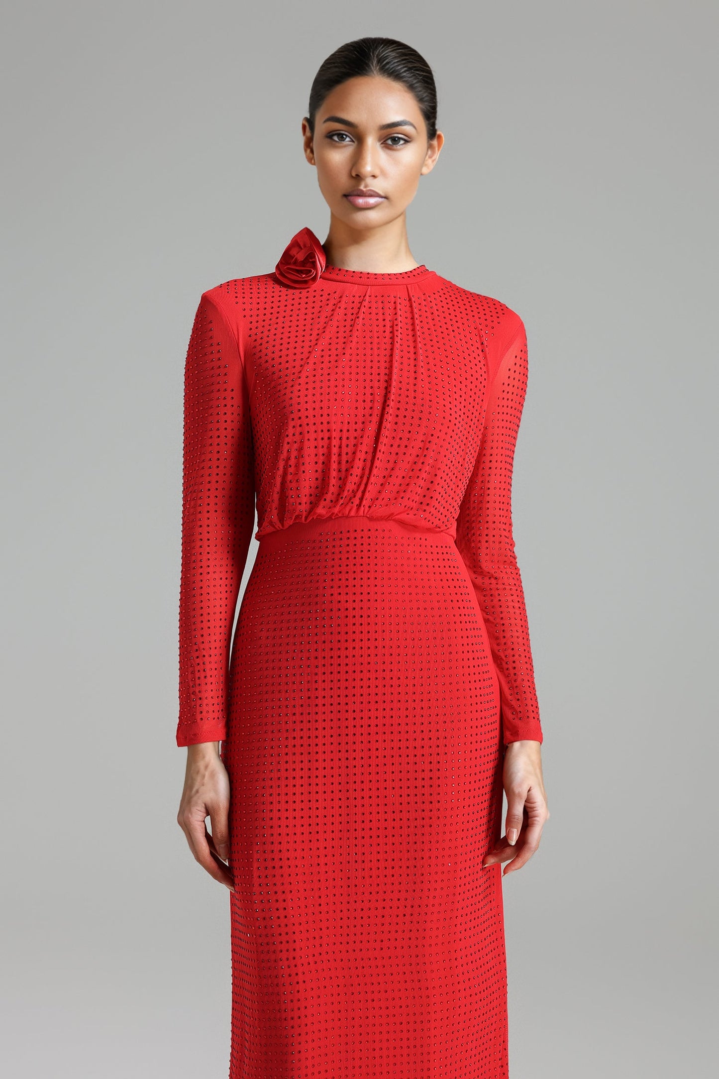 DALIA - Diamante Red Maxi Dress