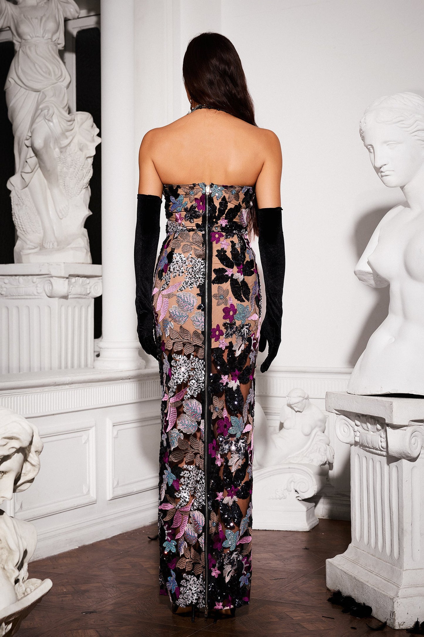 DALIA - Floral Sequins Maxi Dress