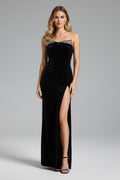 DALIA - Strapless Velvet Maxi Dress - Black