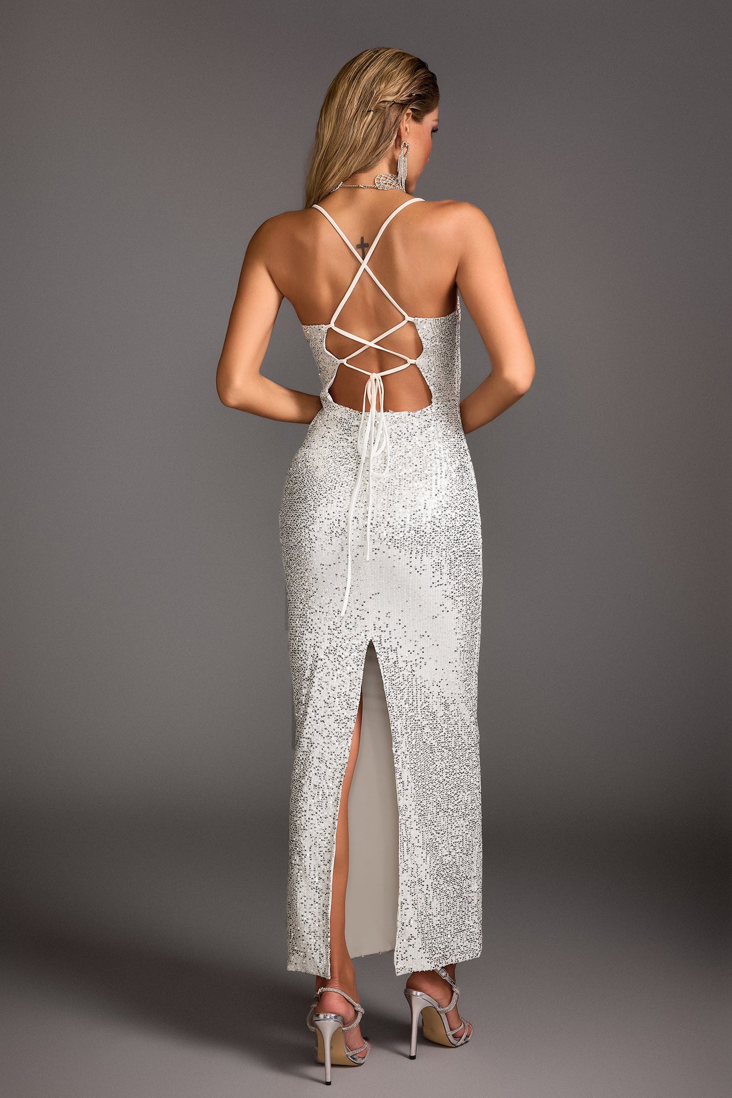 DALIA - Dasaka Backless Saquin Sleeveless Maxi Dress