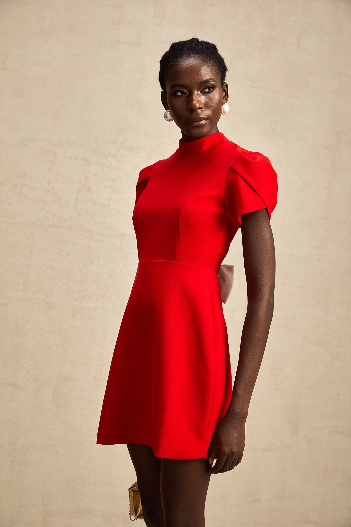 DALIA - Red Bow Mini Dress