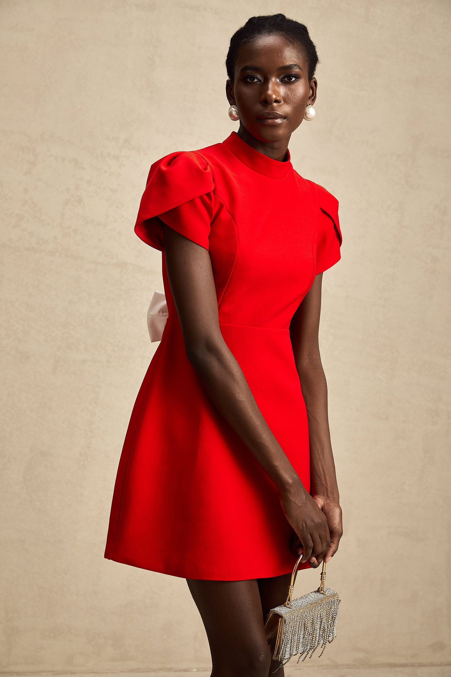 DALIA - Red Bow Mini Dress