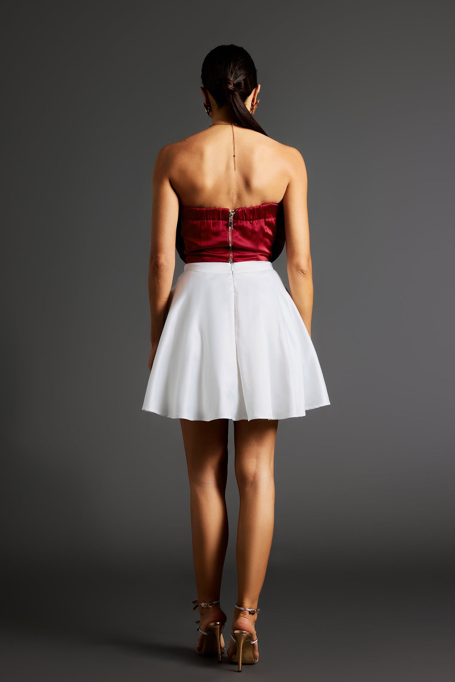 DALIA - Flower Strapless Waist Mini Dress