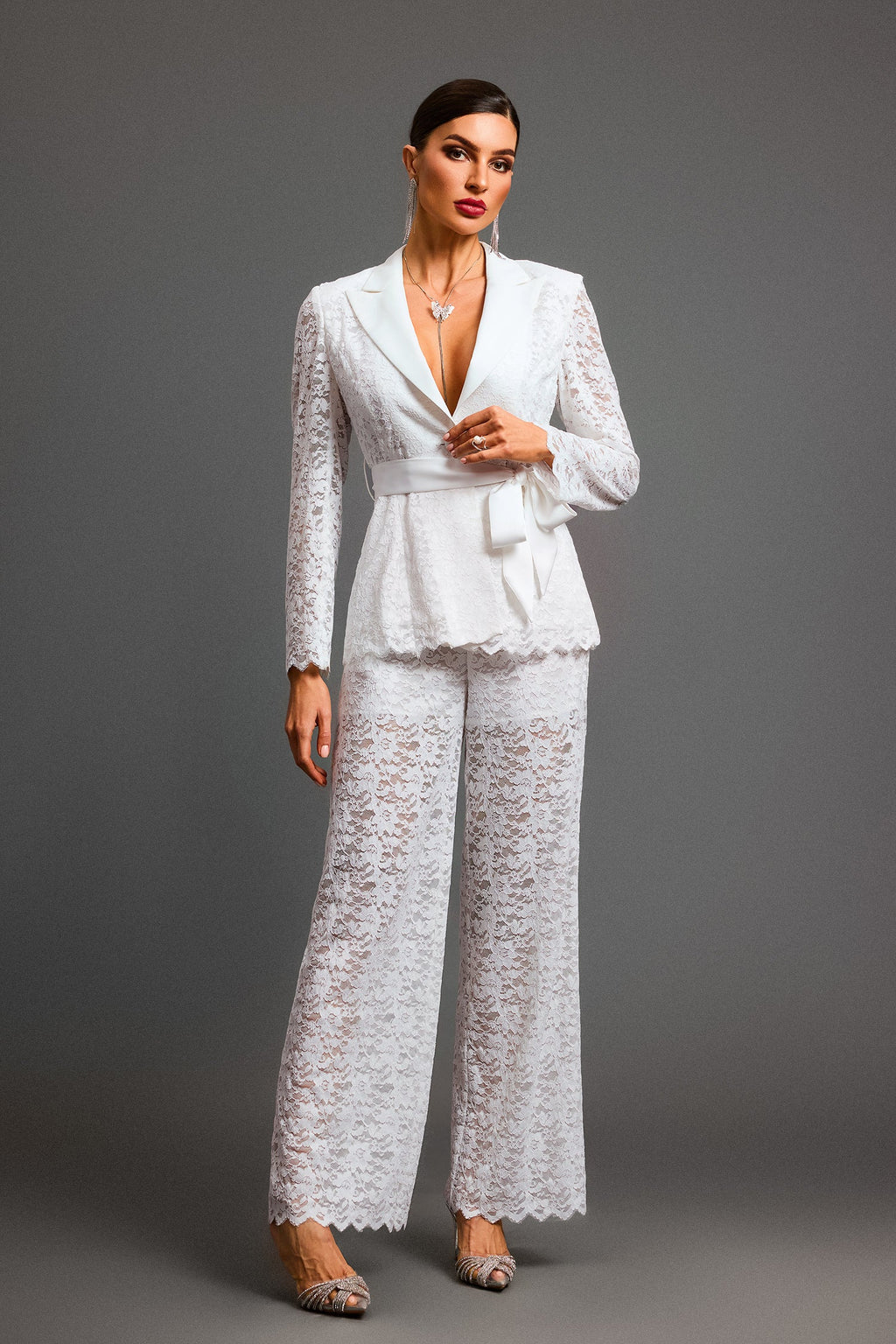 DALIA - Lace Blazer Two-Piece Set