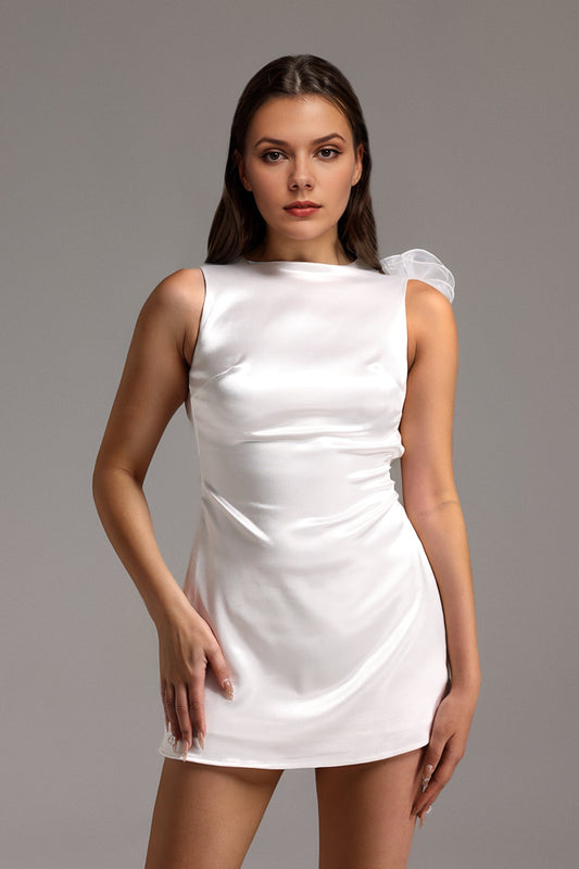 DALIA - Sleeveless Backless Flowers Mini Dress