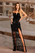 DALIA - Chest Glitter Fringe Maxi Dress