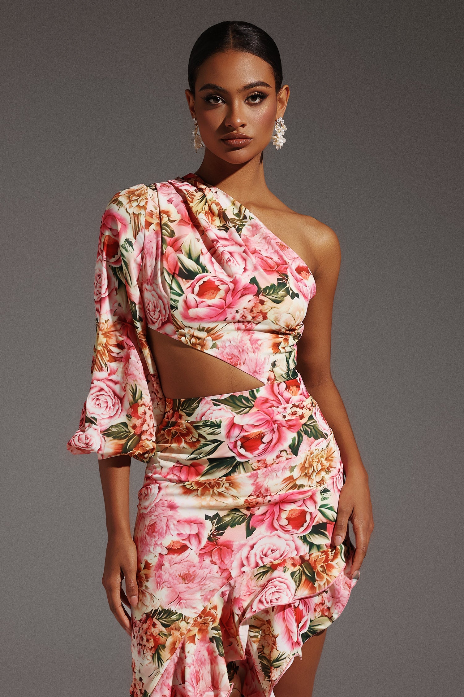 DALIA - Emmeline One Shoulder Hollow Out Slit Maxi Dress