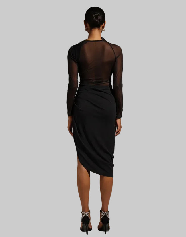 DALIA - Piala Midi-jurk met lange mouwen en open details 