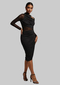 DALIA - Piala Midi-jurk met lange mouwen en open details 
