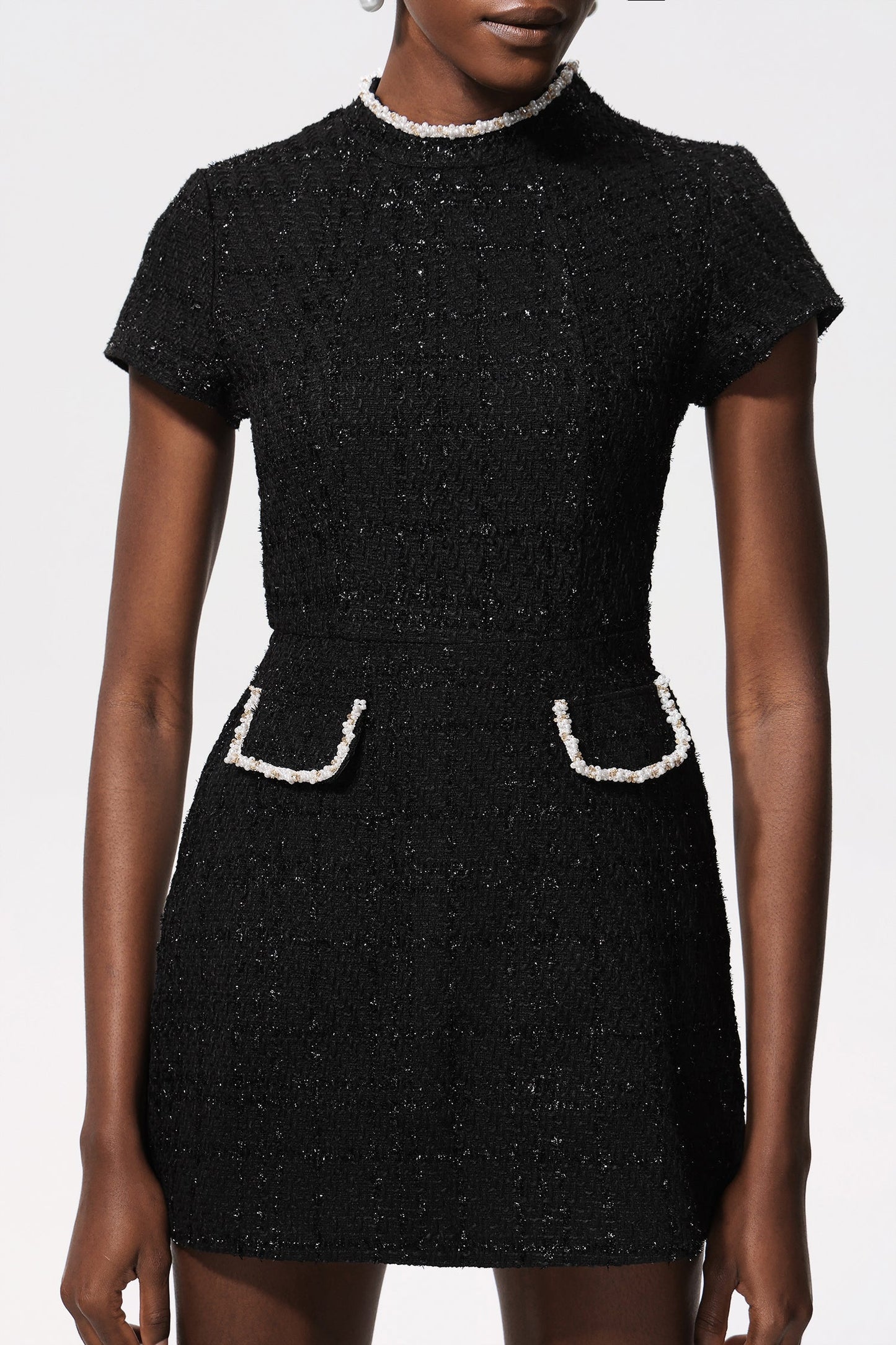 DALIA - Mini-jurk met korte mouwen en strass-steentjes