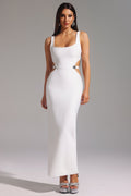 DALIA - Hollow Backless Slit Bandage Maxi Dress - White