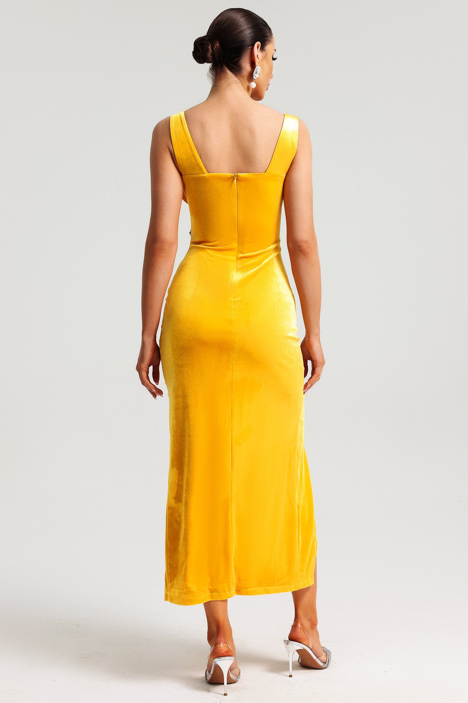 DALIA - Hakula Diamante Slit Midi Dress