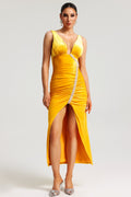 DALIA - Hakula Diamante Slit Midi Dress