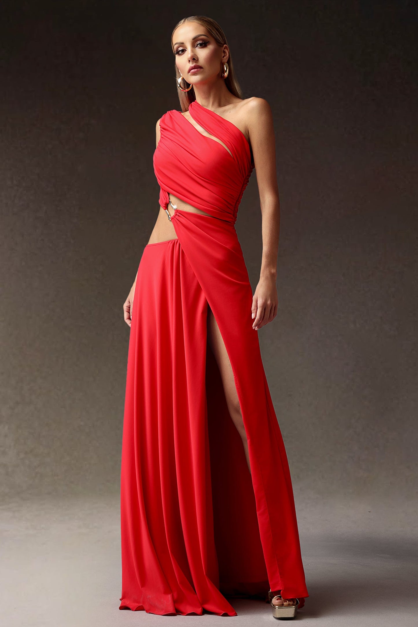 DALIA - Xlyia High Slit Hollowed-out Maxi Dress