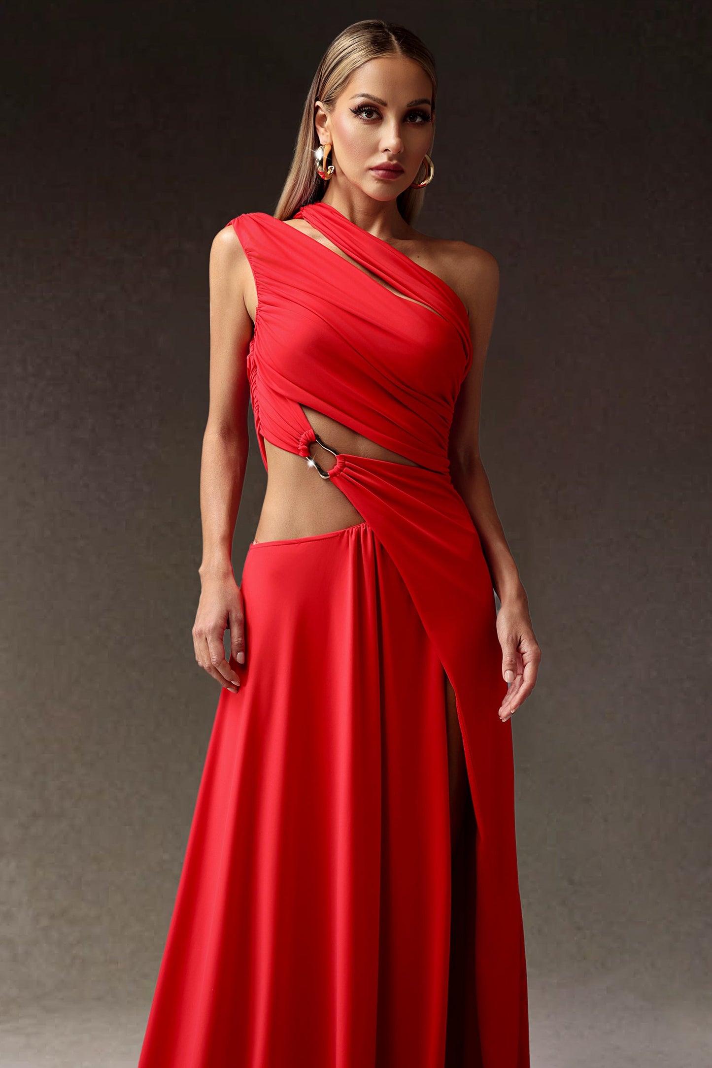 DALIA - Xlyia High Slit Hollowed-out Maxi Dress