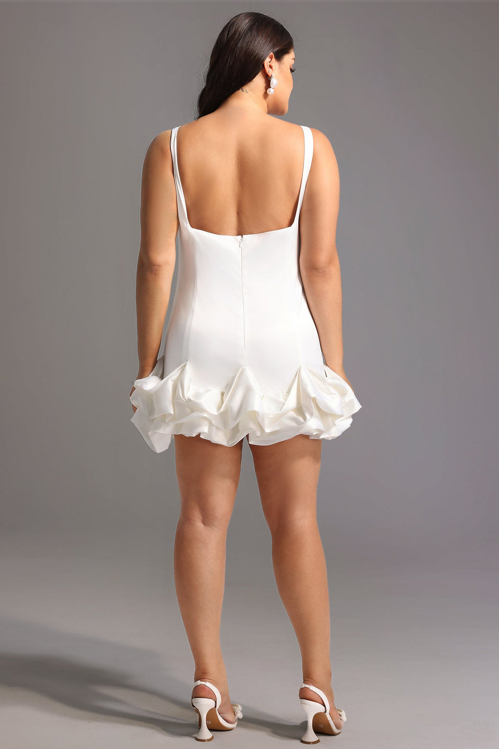 DALIA - Satin Mini Dress Curve - White
