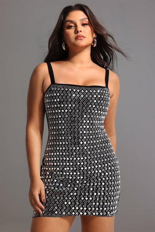 DALIA - Rhinestones Halter Bandage Mini Dress Curve