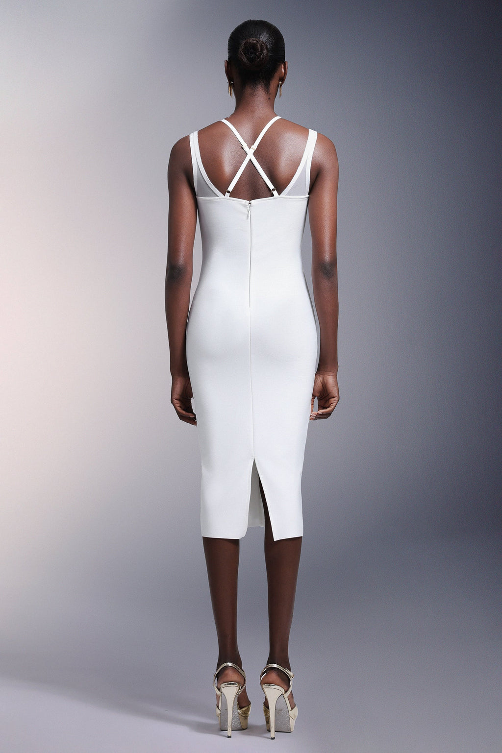DALIA - Mouwloze midi-jurk met bandage-details 