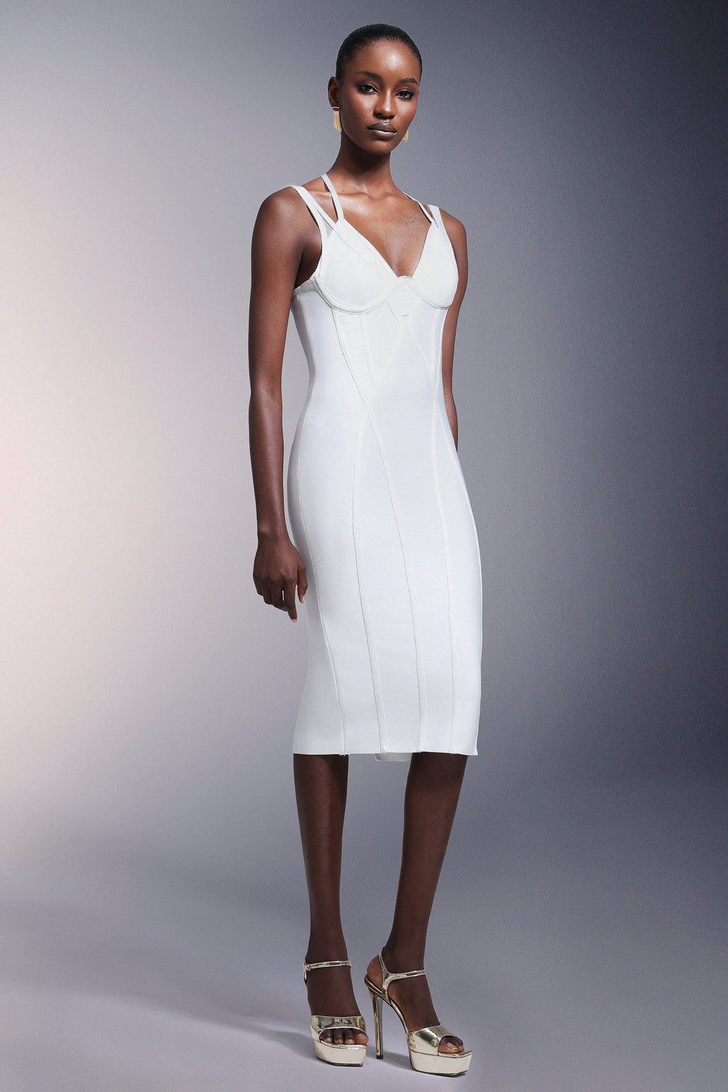 DALIA - Mouwloze midi-jurk met bandage-details 