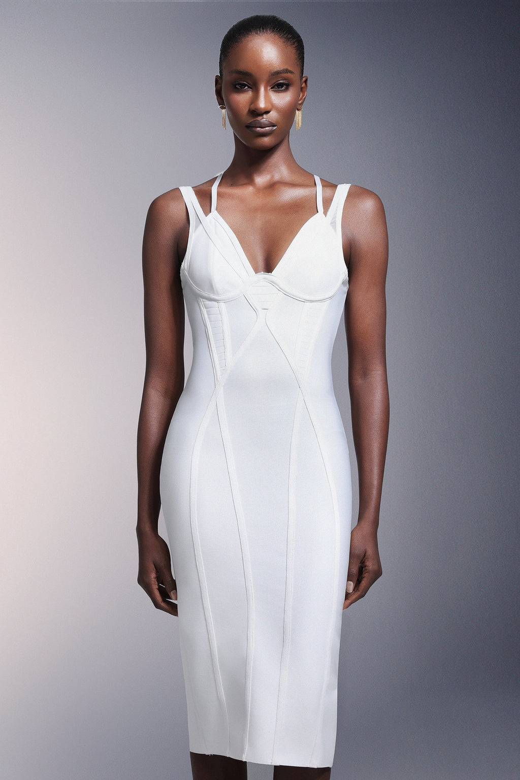 DALIA - Mouwloze midi-jurk met bandage-details 