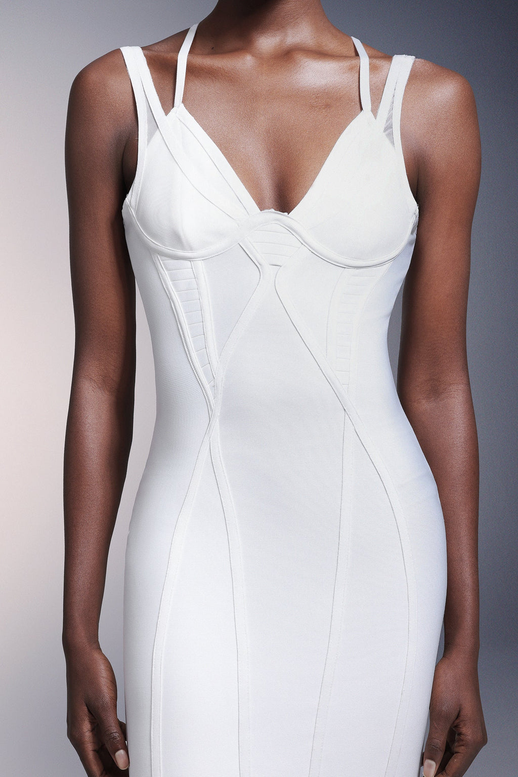 DALIA - Mouwloze midi-jurk met bandage-details 