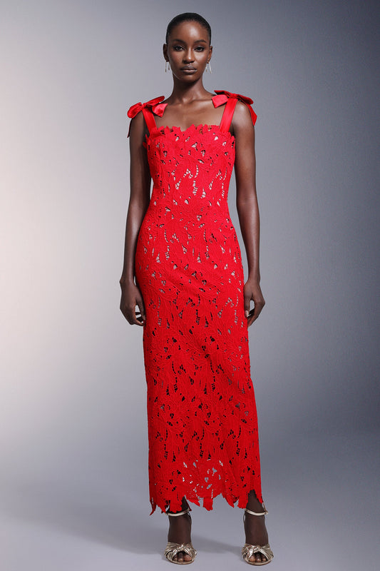 DALIA - Teela Bows Lace Sleeveless Maxi Dress