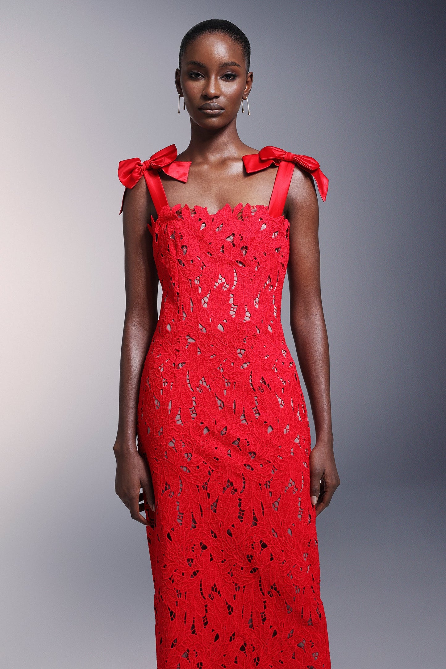 DALIA - Teela Bows Lace Sleeveless Maxi Dress